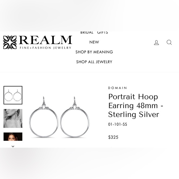 REALM | Portrait Hoop Earring 48mm - Sterling Silver | Statement Earrings - Picture 12 of 13